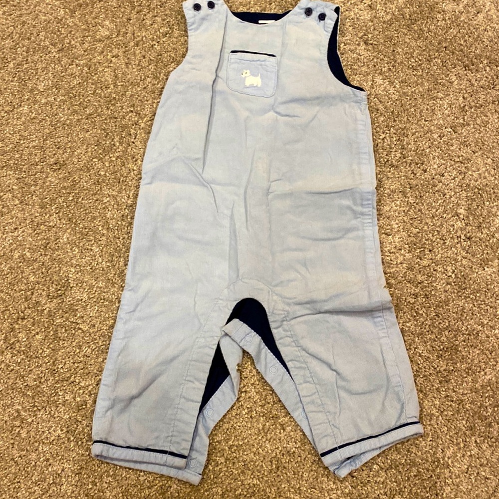 Janie and Jack pale blue corduroy overalls leg snaps Size 6-12 months